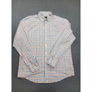 Johnnie-O Laken Shirt Mens Large Blue Orange Plaid Performance Stretch JMWL8440